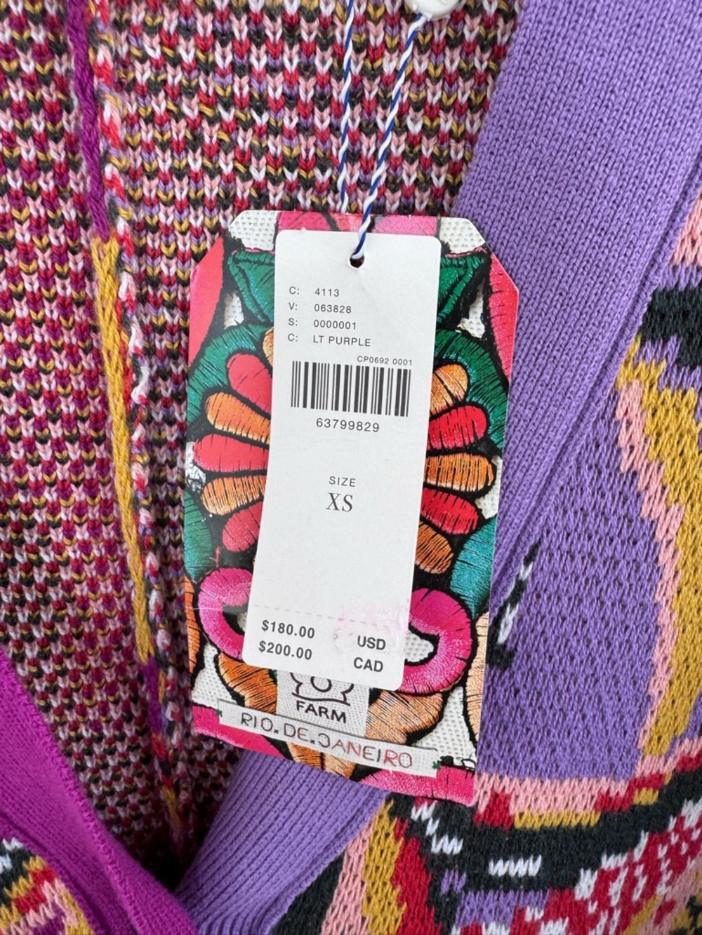 Anthropologie FARM Rio Banana Print Colorblock Button Down Cardigan Sweater NWT - Picture 8 of 13